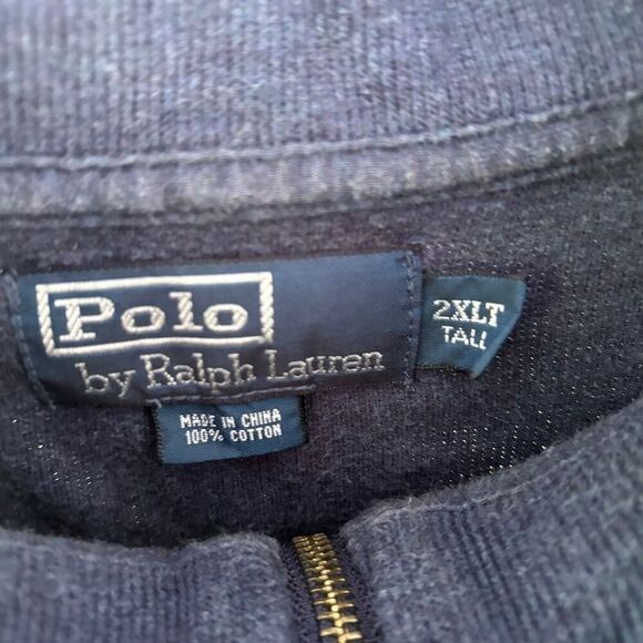 Vintage Polo Ralph Lauren Men's 1/4 Zip Pullover Sweater 2XLT Navy Blue - Picture 3 of 4